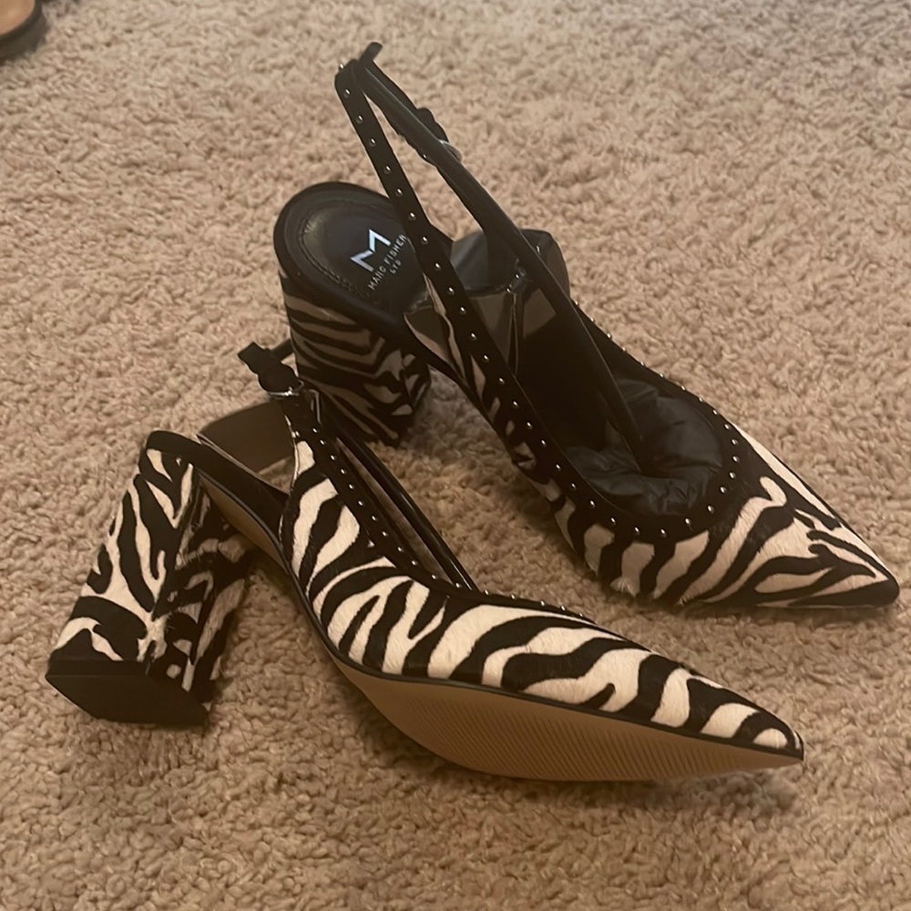 Marc fisher zebra print sling backs